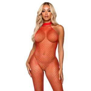 Leg avenue bodystocking cuello racer talla unica - rojo