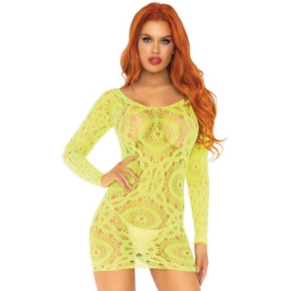 Mini vestido de encajes manga larga neon talla unica - Imagen 2