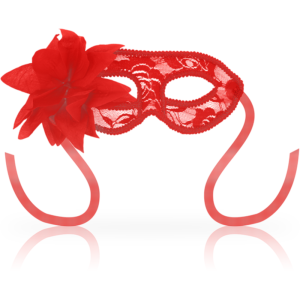 Ohmama masks antifaz con encajes y flor - rojo