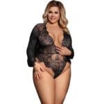 Queen plus teddy escotado con flequitos