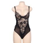 Queen plus teddy diseño floral y flequitos negro