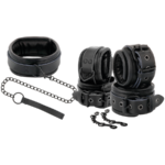 Darkness esposas y collar de cuero negro