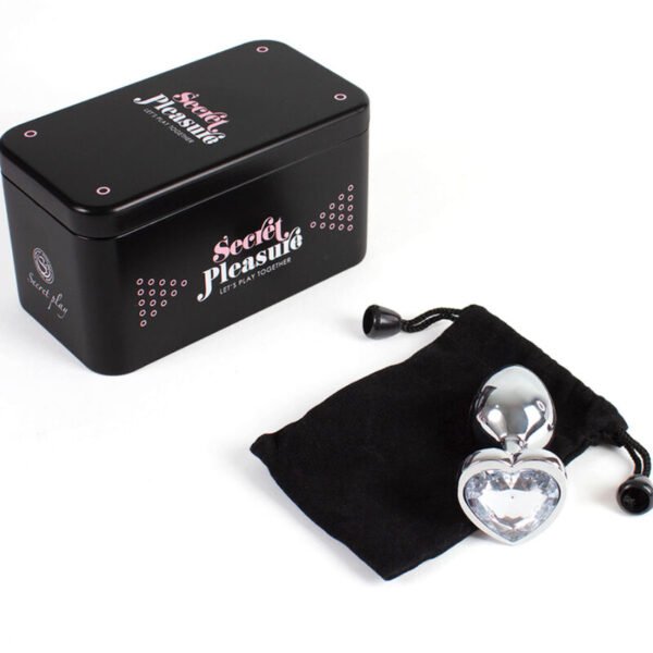 METAL BUTT PLUG CORAZÓN TRANSPARENTE TALLA S 7 CM - Imagen 4