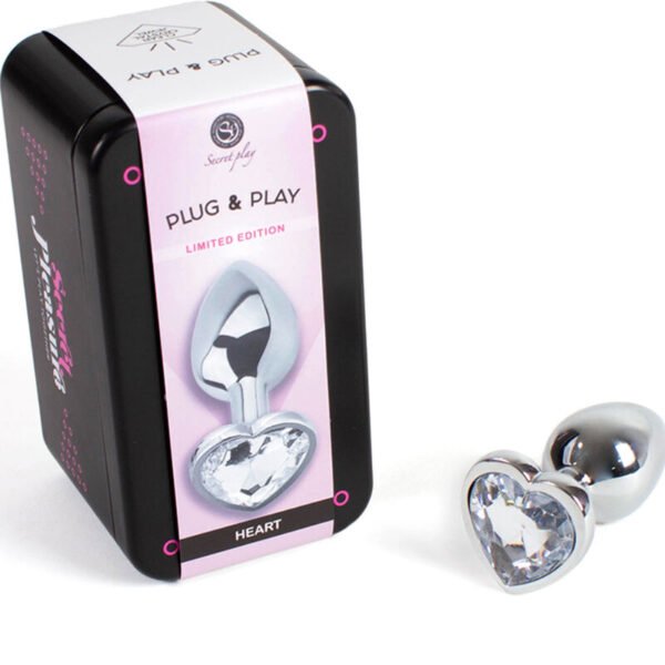 METAL BUTT PLUG CORAZÓN TRANSPARENTE TALLA S 7 CM - Imagen 2