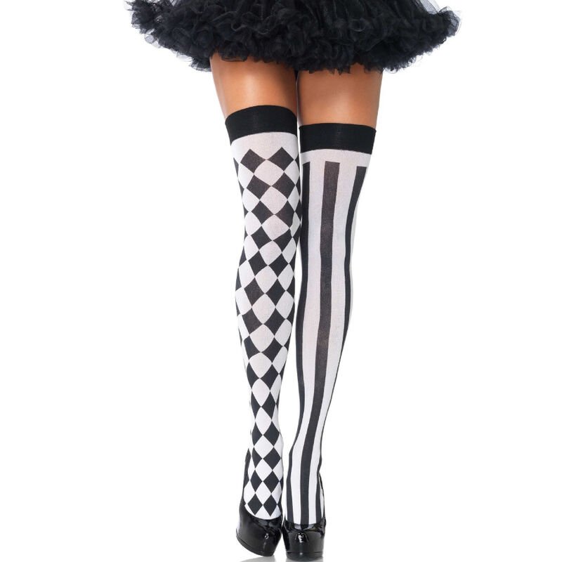 Calcetines altos arlequin negro/blanco