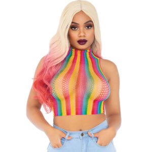 Top de rejilla multicolor