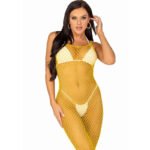 Vestido de rejilla largo amarillo