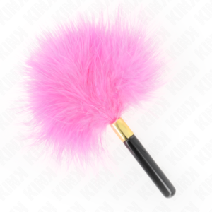 Plumas para cosquillas metal dorado fucsia 18 cm