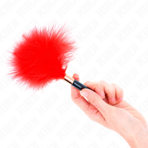 Plumas para cosquillas metal dorado rojo 18 cm - Imagen 2
