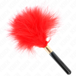 Plumas para cosquillas metal dorado rojo 18 cm
