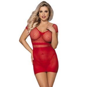 951924 vestido de rejilla croché corto rojo talla única