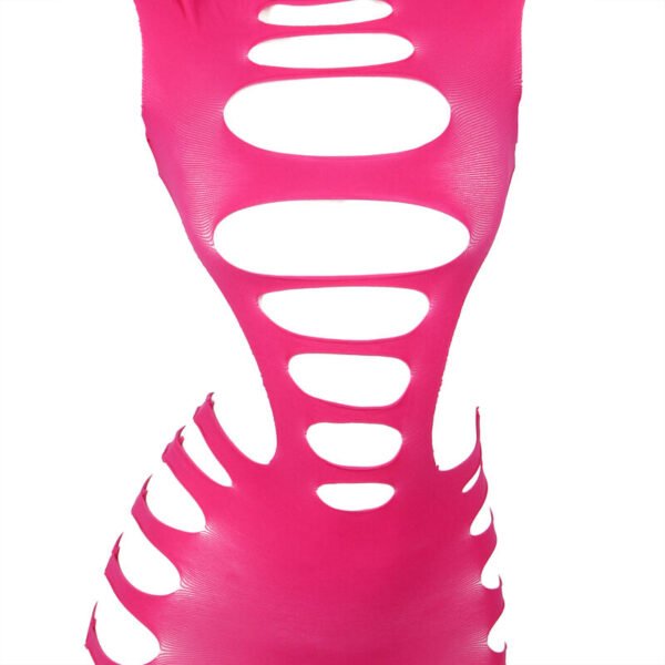 952273 Bodystocking de rejilla elstico manga larga rosa talla única - Imagen 4