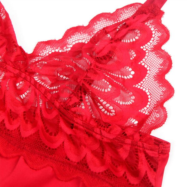 Babydoll satinado con encaje rojo - Imagen 8