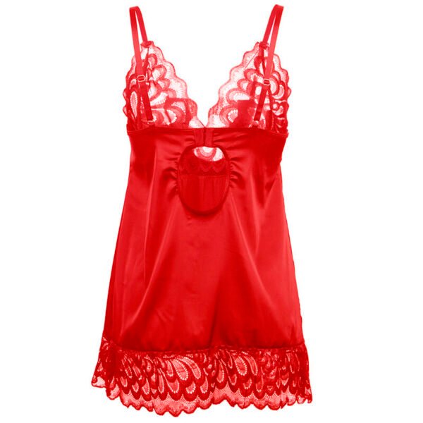 Babydoll satinado con encaje rojo - Imagen 5
