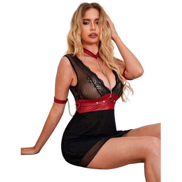 Mod - 954437 vestido bondage de encaje negro - Imagen 4