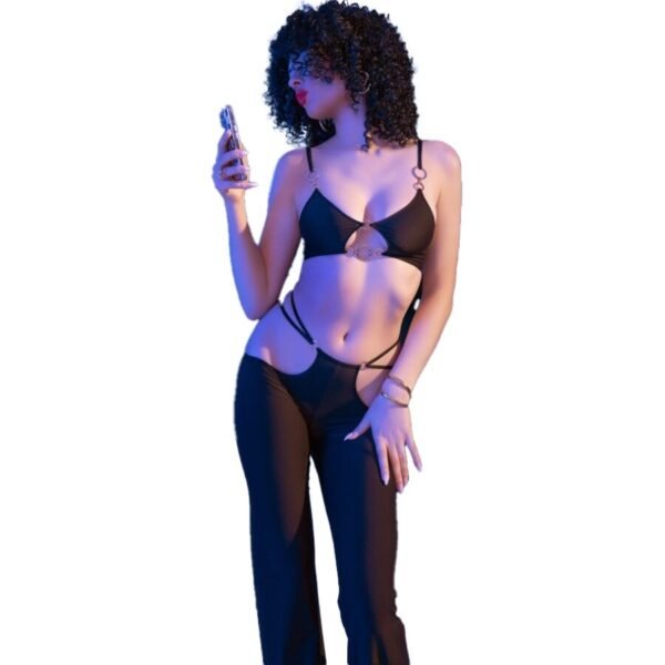 Cr 4851 Set Top negro y leggins con complementos - Imagen 4
