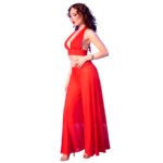 cr  4857 Set top y pantalones rojo talla l