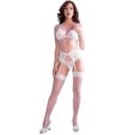 cr 4862 Set sujetador, liguero, tanga y Mediasde encaje