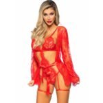 SET BODY + BATA DE LIGUERO ROJO  86123